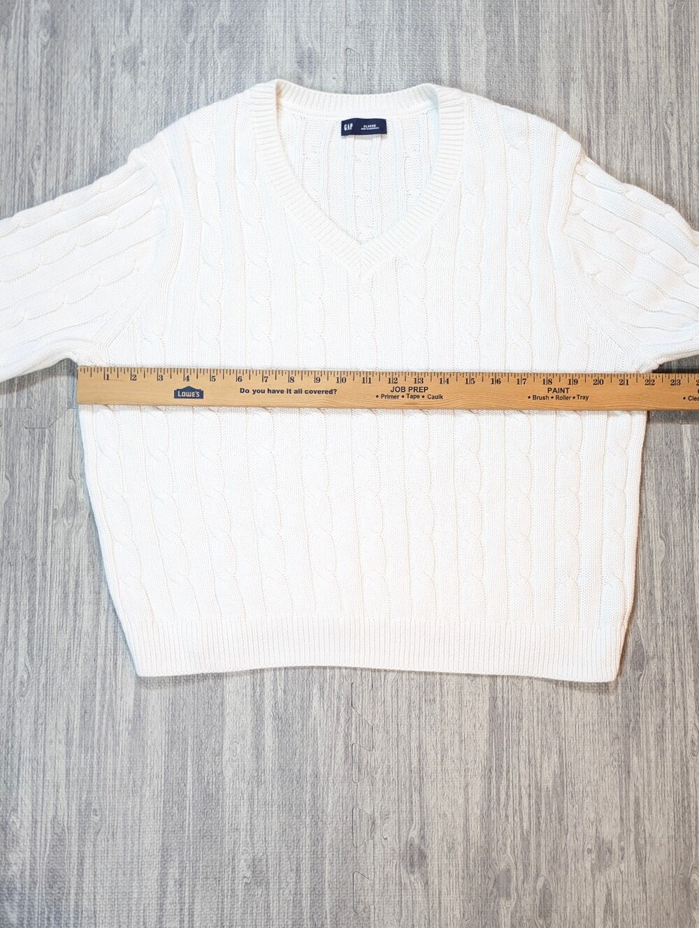 Gap V-Neck Cable-Knit Sweater‎ Classic Costal Chic Preppy Cotton White Sz XL - Picture 5 of 8